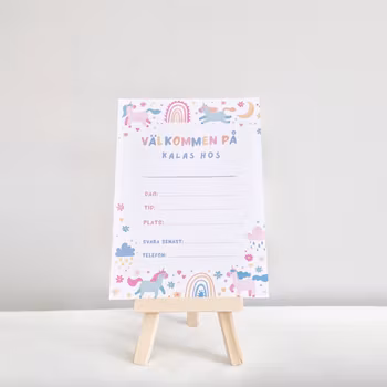 Inbjudningskort Enhörning