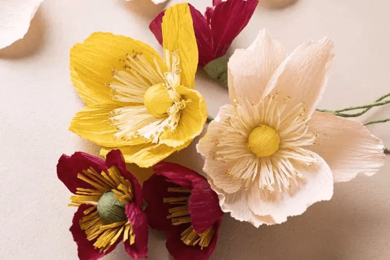 Skapa pappersblommor i kräppapper - höstenemoner