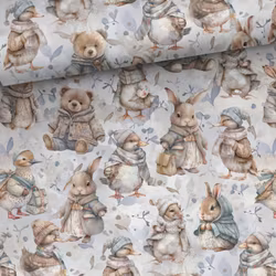 STUV 40 cm - Bomullsväv Djur på tur