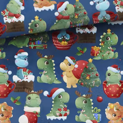 STUV 34 cm - Bomullsväv Juldinosaurer