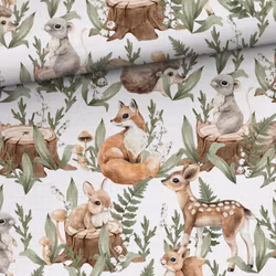 STUV 75 cm - Bambumuslin Skogsdjur vit