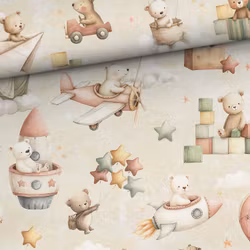 STUV 32 cm - Bomullsväv Flygande björnar