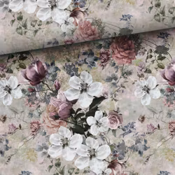 Bomullsjersey Gammeldags blommor