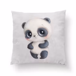 Bomullsväv Liten panda grå (38 x 38 cm)