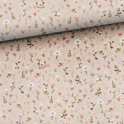 Bomullsväv Ängsblom beige