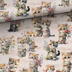 Bomullsväv Katter med blommor