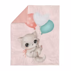 Bomullsväv Liten katt rosa (75 x 100 cm)