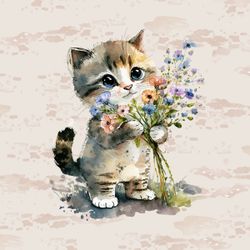 Joggingtyg Katt med blommor (40 x 50 cm)