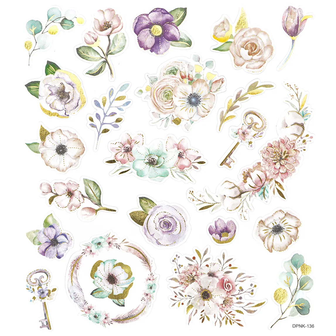 Stickers – Boho blommor | Pastellfärgade blomststickers med guld ...