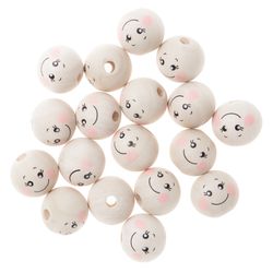 Träkulor med ansikten 20 mm (18 st)