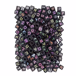 Bokstavspärlor 6 mm - neon (124 st)