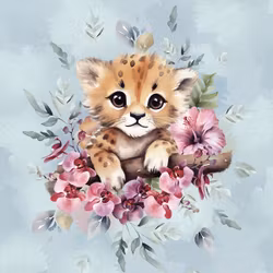 Joggingtyg Leopard i djungelblom (40 x 50 cm)