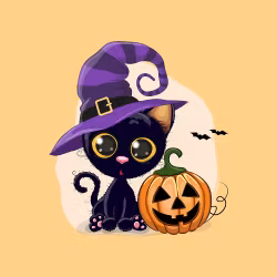 Joggingtyg Halloweenkatt och pumpa (40 x 50 cm)