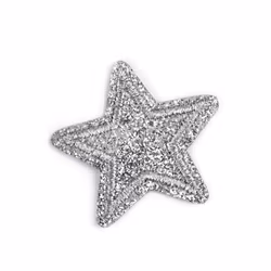 Tygmärke Glitterstjärna silver