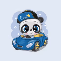 Joggingtyg Panda i bil (40 x 50 cm)