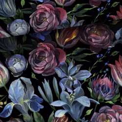 Bomullsväv Höstblommor