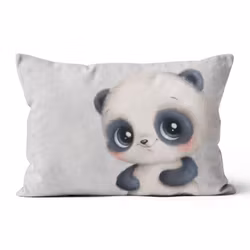 Bomullsväv Liten panda grå (60 x 40 cm)