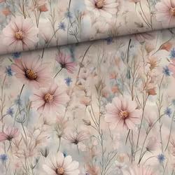 Bomullsjersey Rosa drömblommor