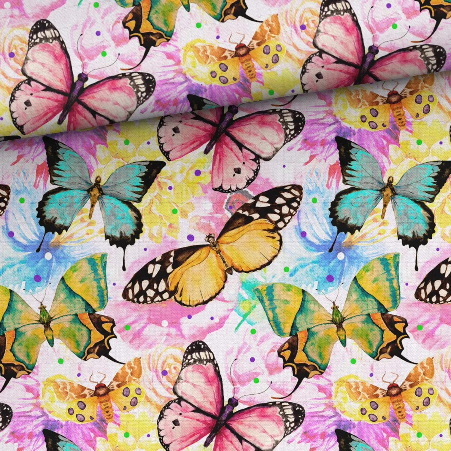 Bambumuslin Färgglada fjärilar - Happy Hobby – Köp tyger, Scrapbooking ...