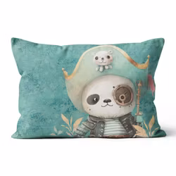 Bomullsväv Piratpanda (30 x 40 cm)