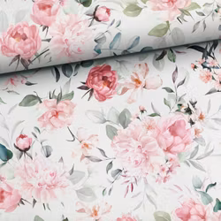 Bomullsväv Rosa blommor