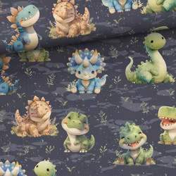 Bomullsjersey Babydinosaurer