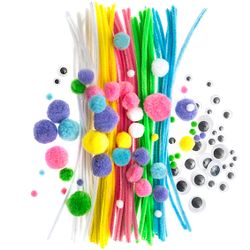 Pysselset med piprensare, pompoms och ögon - Mix