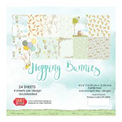 Pappersblock 15 x 15 cm - Hopping Bunnies
