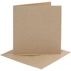 Kort och kuvert 15 x 15 cm - natur (4 set)