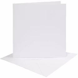 Kort och kuvert 15 x 15 cm - vit (4 set)
