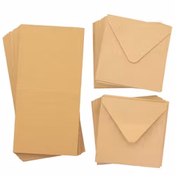 Kort och kuvert 15 x 15 cm - natur (50 set)