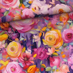 Bomullsjersey Färgsprakande blommor