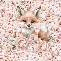 Joggingtyg Räv i rosa blomhav (40 x 50 cm)