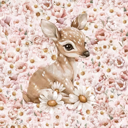 Joggingtyg Rådjur i rosa blomhav (40 x 50 cm)