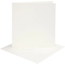 Kort och kuvert 15 x 15 cm - råvit (4 set)