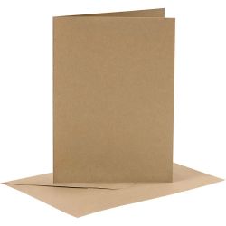Kort och kuvert 10 x 15 cm - natur (6 set)