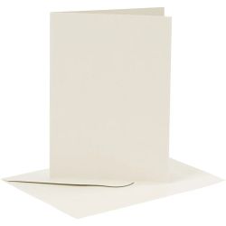 Kort och kuvert 10 x 15 cm - råvit (6 set)