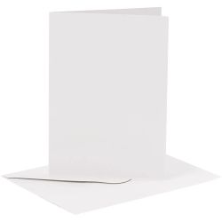 Kort och kuvert 10 x 15 cm - vit (6 set)