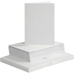 Kort och kuvert 10 x 15 cm - vit (50 set)
