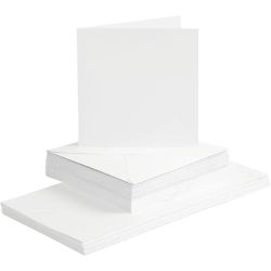Kort och kuvert 15 x 15 cm - vit (50 set)