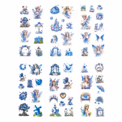 PET stickers - Feer och blommor blå