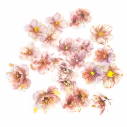 PET stickers - Blommor rosa/guld