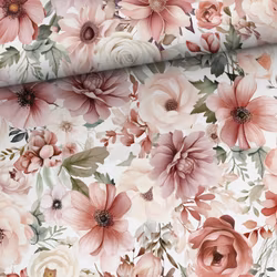 Bomullsjersey Rosa blomster
