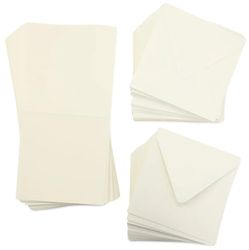 Kort och kuvert 15 x 15 cm - elfenbensvit (50 set)