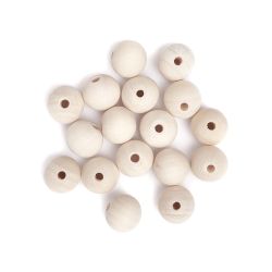 Runda träpärlor 20 mm (18 st)