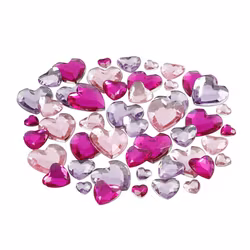 Hjärtformade rhinestones - rosa mix