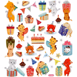 Stickers - Födelsedagskatter