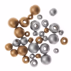 Träpärlor mix - guld & silver (30 st)