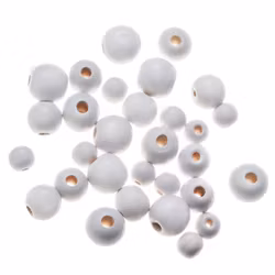 Träpärlor mix - vit (30 st)
