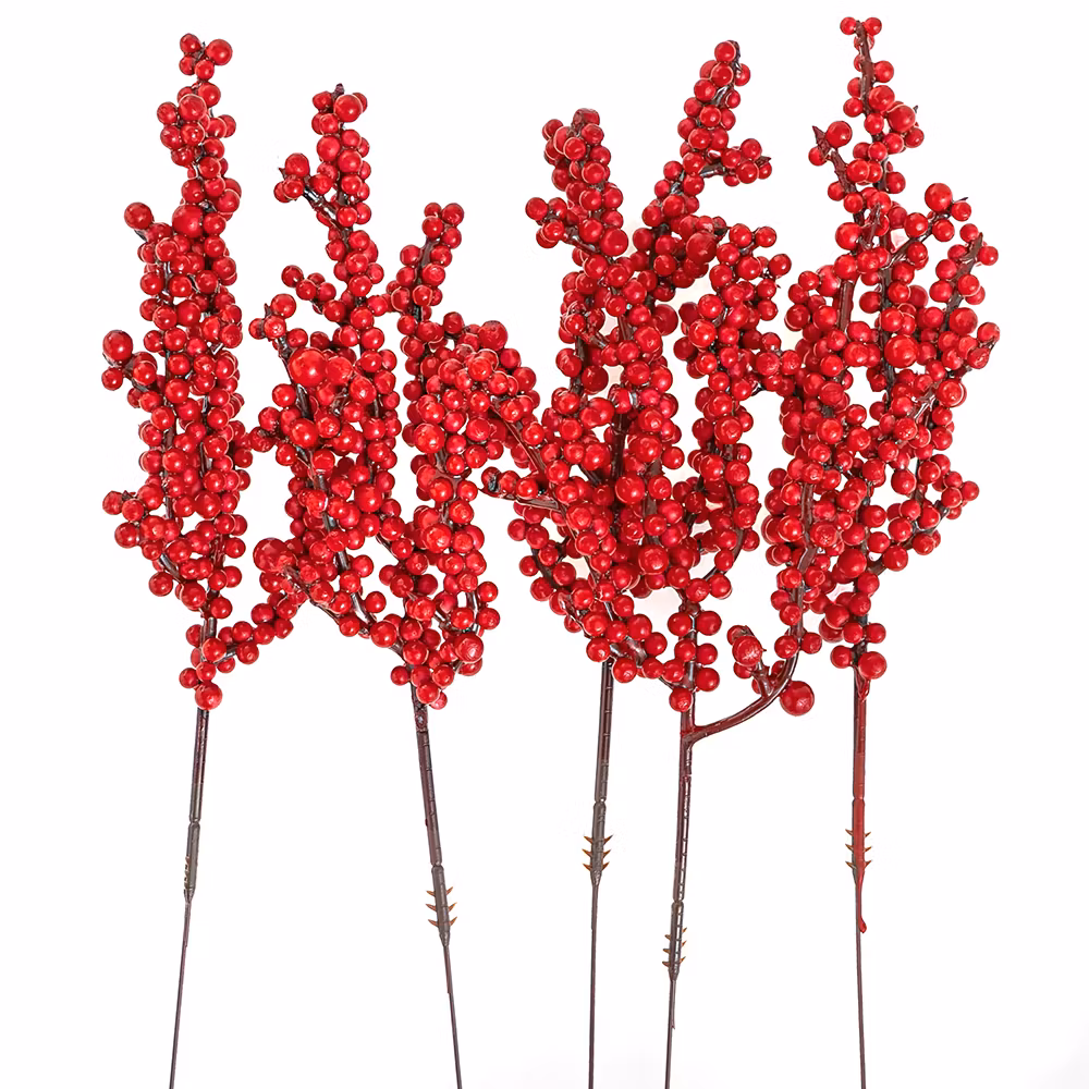 Dekorativa Grenar med Röda Bär – 22 cm (5-pack) - Happy Hobby – Köp ...